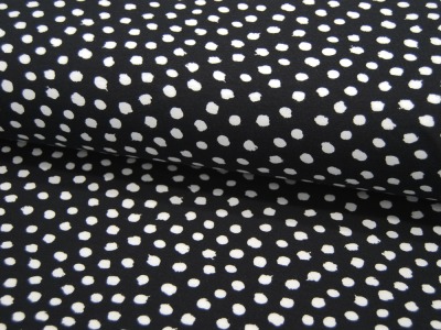 Jersey - GOTS - Dots - Weiß auf Schwarz - 05 Meter