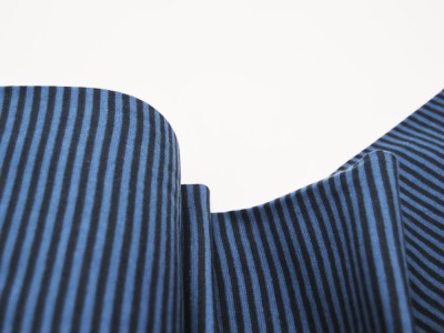 Bündchen - Ringelbündchen - Dunkelblau - Jeansblau - 50 cm im Schlauch - Elastisches geringeltes Bündchen