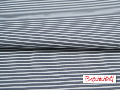 Beschichtete Baumwolle - Stripe - Streifen in Grau-Weiß - 50 x 145cm