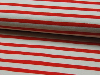 Jersey - BIO -Saltwater Knits - Rot-Weiß gestreift- 05m - Oranic Cotton - zertifizierte BIO Baumwolle