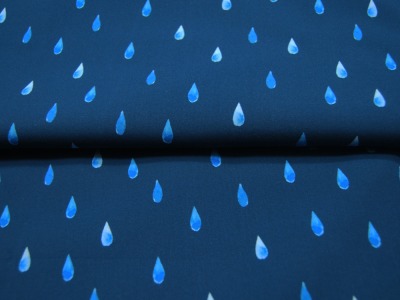 Softshell - Regentropfen - auf Marineblau - 0.5 Meter