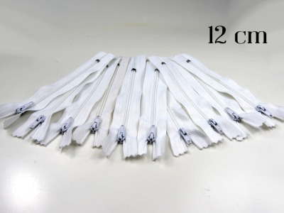 10 x 12cm weiße Reißverschlüsse - 10 Reißverschlüße im Setsonderpreis