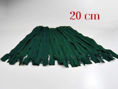 10 x 20cm waldgrüne Reißverschlüsse - 10 Reißverschlüße im Setsonderpreis