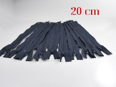 10 x 20cm blaugraue Reißverschlüsse - 10 Reißverschlüße im Setsonderpreis