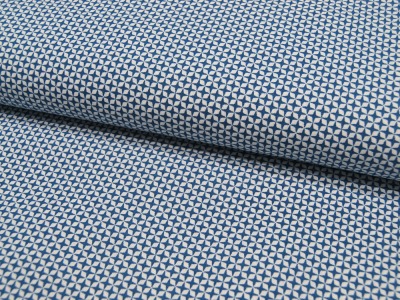 Baumwolle - Graphisches Muster in Blau und Weiß 05 Meter