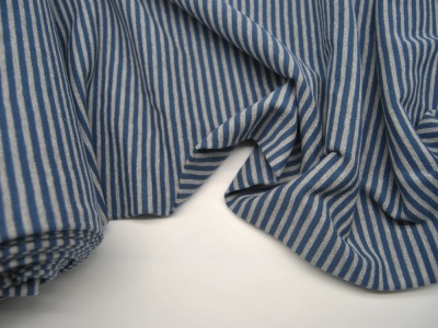 Bündchen - Ringelbündchen - Blau-Graumeliert - 50 cm im Schlauch - Elastisches, geringeltes Bündc