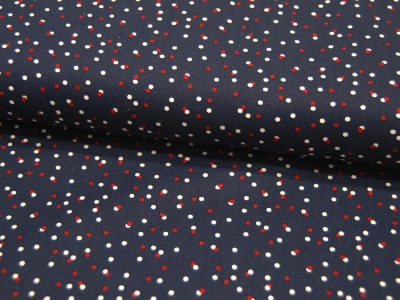 Baumwolle - Dots - Weiß-Rote Punkte auf Dunkelblau 05m