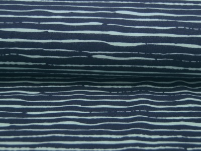 Jersey - BIO - Stripes - Streifen Mint auf Dunkelblau - 05 Meter