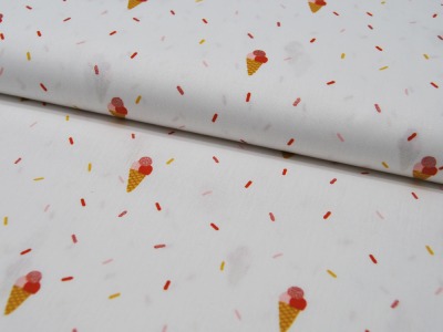 Baumwolle - Glitter Joyful Stripes - Eis und Konfetti auf Weiss - 05 Meter