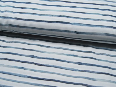 Baumwolle - Snoozy Fabrics - Stripe - Blaue Streifen auf Weiß 0,5m