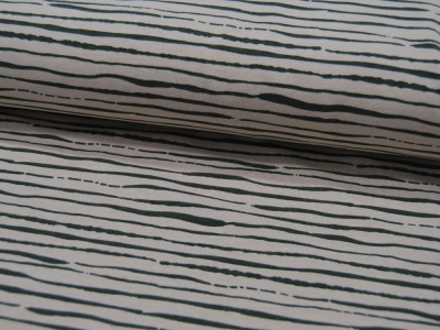 Jersey - BIO - Stripes - Streifen Dunkelgrün auf Sand - 05 Meter