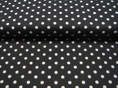 Baumwolle - Weiße Dots auf Schwarz 0,5 m