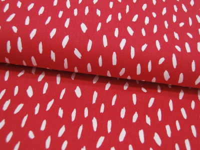 Baumwolle - Stripes / Kleine Streifen - Weiß auf Rot 0,5m