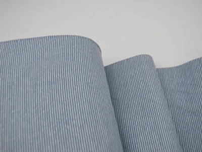 Bündchen - Ringelbündchen - Hellblau-Weiß - 50 cm im Schlauch - Elastisches, geringeltes Bündche