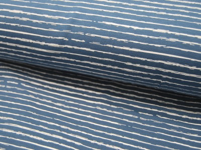 Jersey - Streifen in Jeansblau / Jeans - Weiß - 05 Meter
