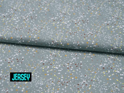 Jersey - Confetti - Farbspritzer auf Dusty Green - 0,5 Meter
