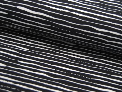 Jersey - BIO - Stripes - Streifen Weiß auf Schwarz - 05 Meter