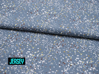 Jersey - Confetti - Farbspritzer auf Dusty Blue - 05 Meter
