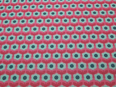 Beschichtete Baumwolle - Blumenmuster auf Dunkel Pink 50 x 140cm