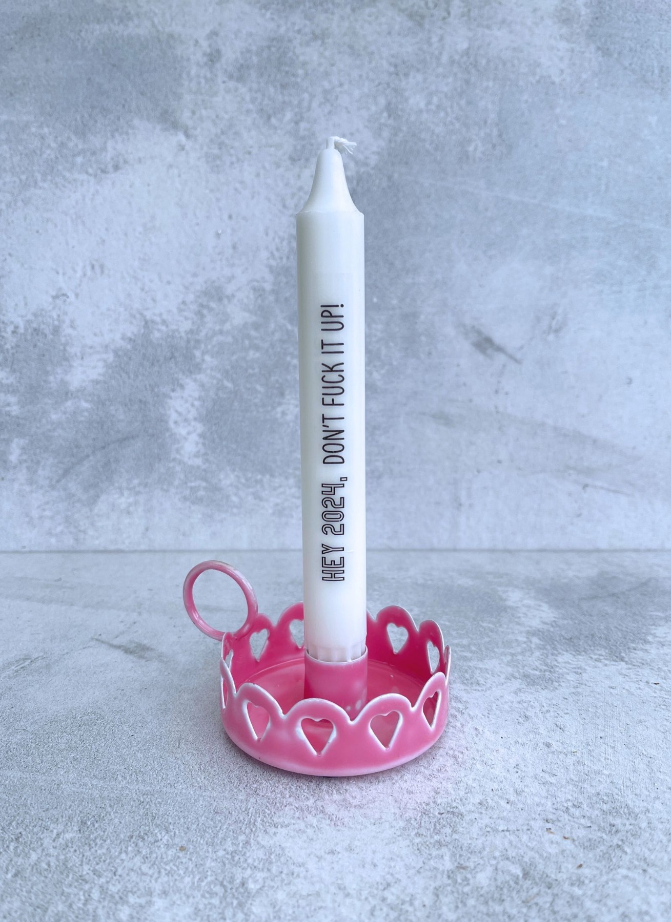 Kerzenhalter Emaille / pink-rosa