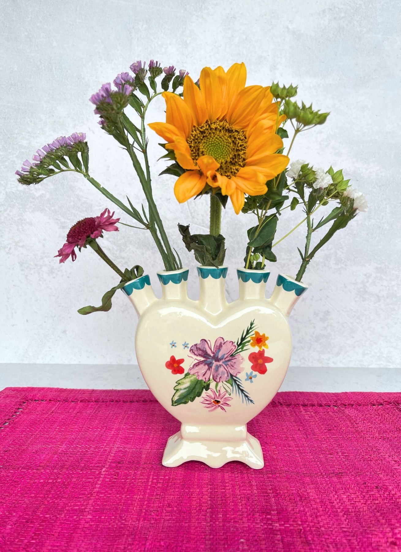 RICE | Vase | Keramik | Herz für 5 Blumen oder Gräser 3