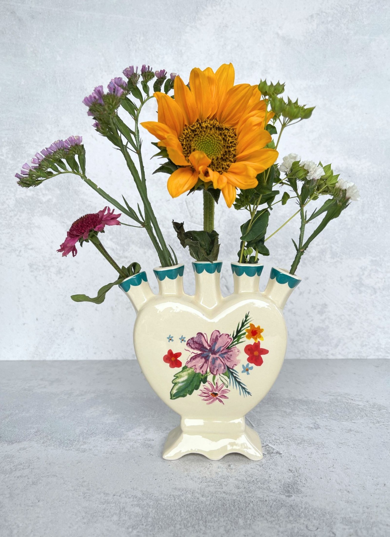 RICE | Vase | Keramik | Herz für 5 Blumen oder Gräser 2