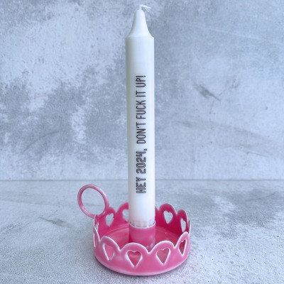 Kerzenhalter Emaille / pink-rosa