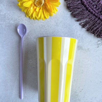 RICE | Latte-Becher | Streifen gelb | innen lila - Diesen tollen Melamin Becher kannst Du auch
