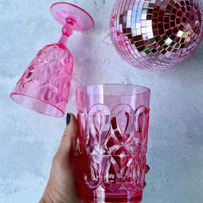 Ayryl Glas | Wasserglas| pink | medium| - Perfekt für den Garten &amp; Poolbereich und natürlich fürs