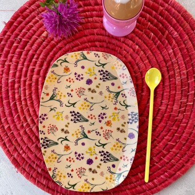 RICE | Platte | klein | Melamin | bunte Blumen beige - Unser Lieblings Allroundteller für den