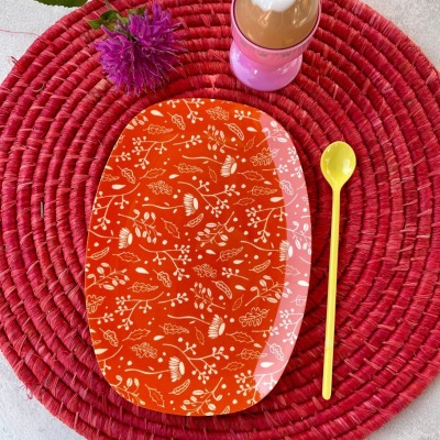 RICE | Platte | klein | Melamin |Blumen orange - Unser Lieblings Allroundteller für den kleinen