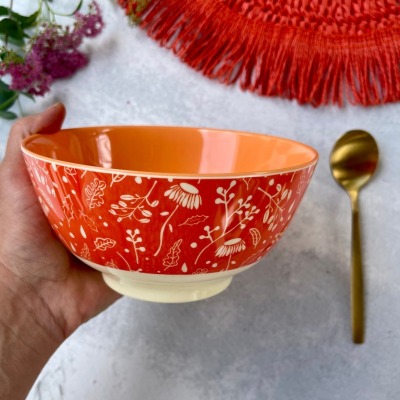 RICE | Schale | Müslischale | Bowl | Melamin | Blumen orange - So vielseitig, eine Bowl für alle