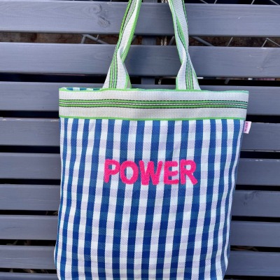 RICE | Tasche | Shopper | POWER | streifen | weiß blau - Super Cool