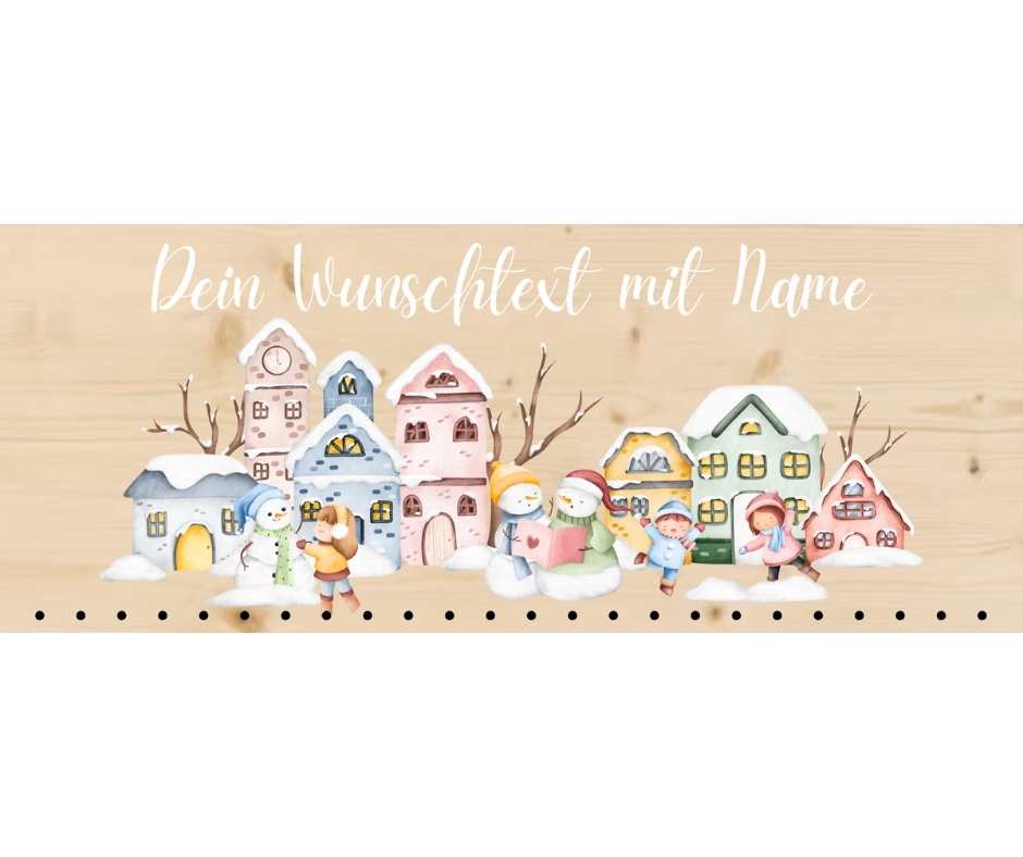 Personalisierbarer Holz-Adventskalender für die ganze Familie - Winterdorf 1