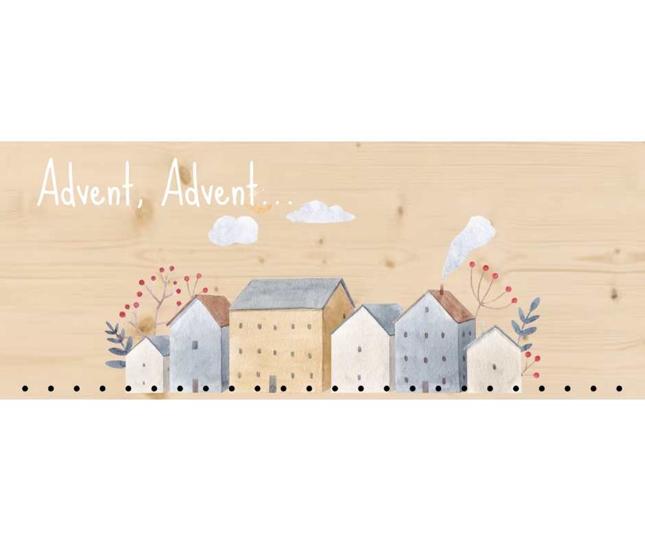 Personalisierbarer Holz-Adventskalender für die ganze Familie - Häuser