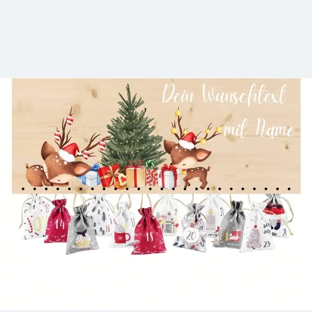 Personalisierbarer Holz-Adventskalender für die ganze Familie - Weihnachtsbäume 6