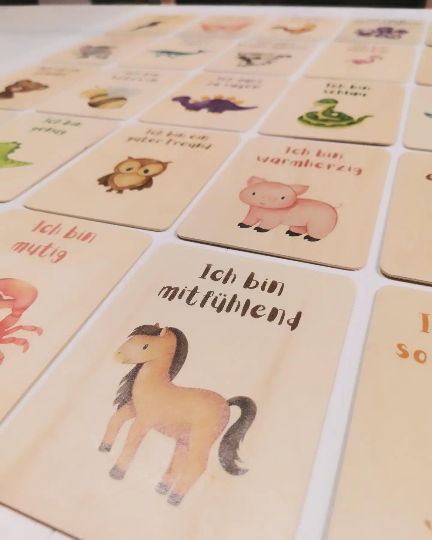 7er Pack Affirmationskarten aus Holz für Kinder 2