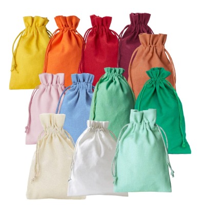 Farbenfrohe Baumwollsäckchen für den Adventskalender - Baumwollsäckchen 20x12 cm