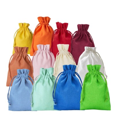 Farbenfrohe Baumwollsäckchen für den Adventskalender - Baumwollsäckchen 15x10 cm