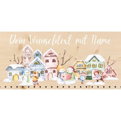 Personalisierbarer Holz-Adventskalender für die ganze Familie - Winterdorf 1 - Nachhaltiger