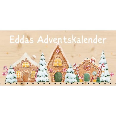 Personalisierbarer Holz-Adventskalender für die ganze Familie - Lebkuchenhäuser - Nachhaltiger