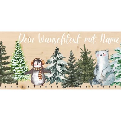 Personalisierbarer Holz-Adventskalender für die ganze Familie - Winterwald - Nachhaltiger