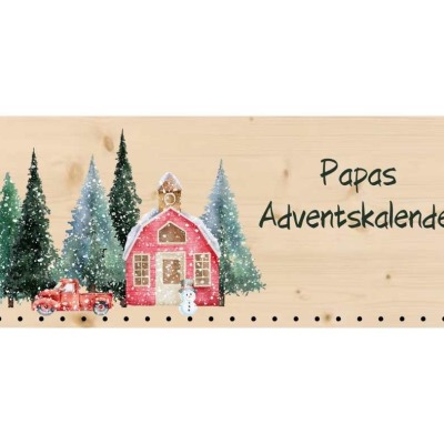 Personalisierbarer Holz-Adventskalender für die ganze Familie - Haus im Wald - Nachhaltiger
