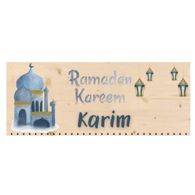 Ramadan-Kalender aus Massivholz - mit Name und Wunschtext - Ramadan Kareem - oder Text nach Wahl.