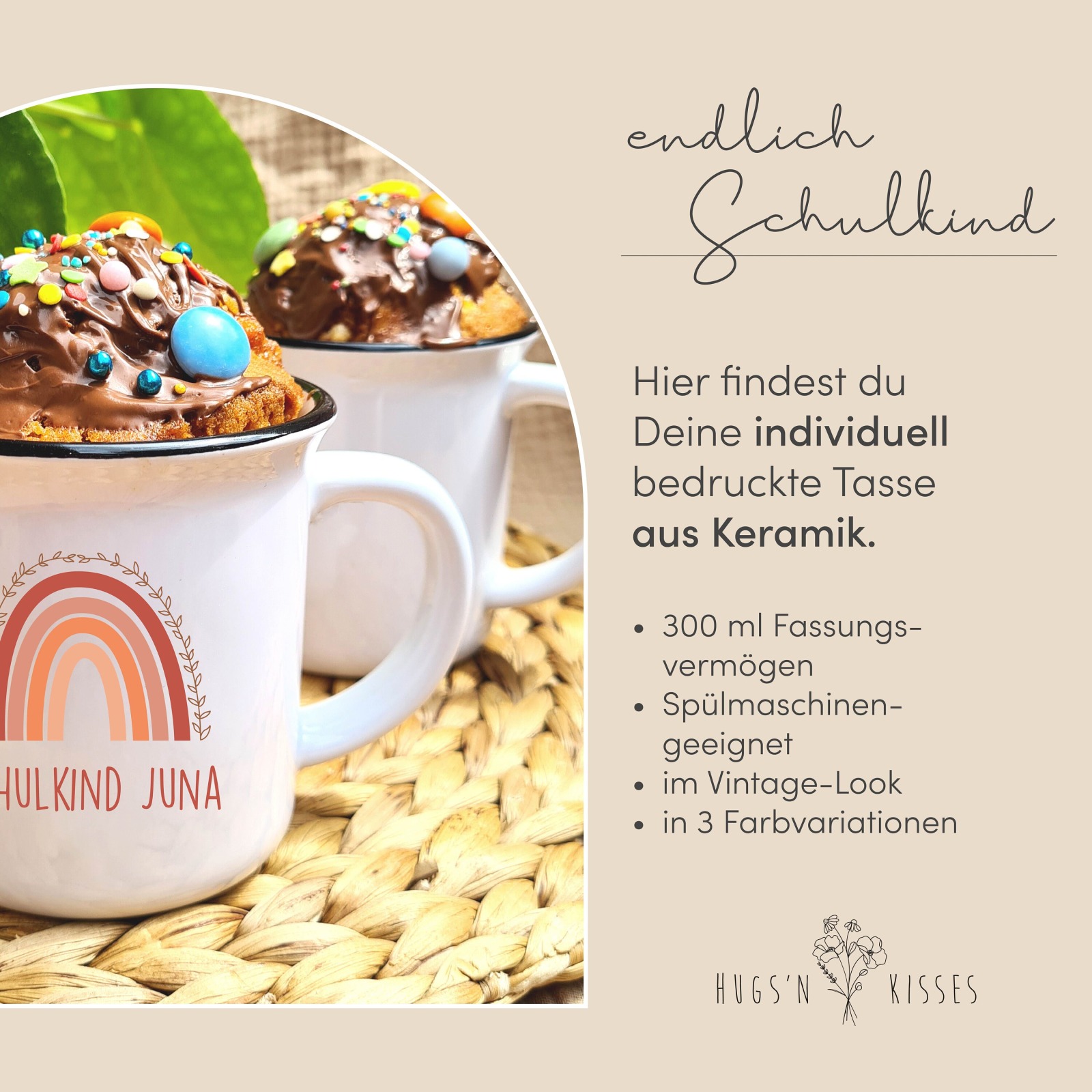 Keramiktasse Endlich Schulkind in rost 2