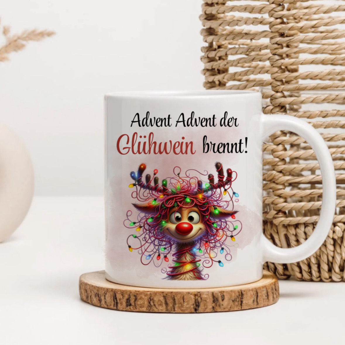 Advent Advent der Glühwein brennt Tasse