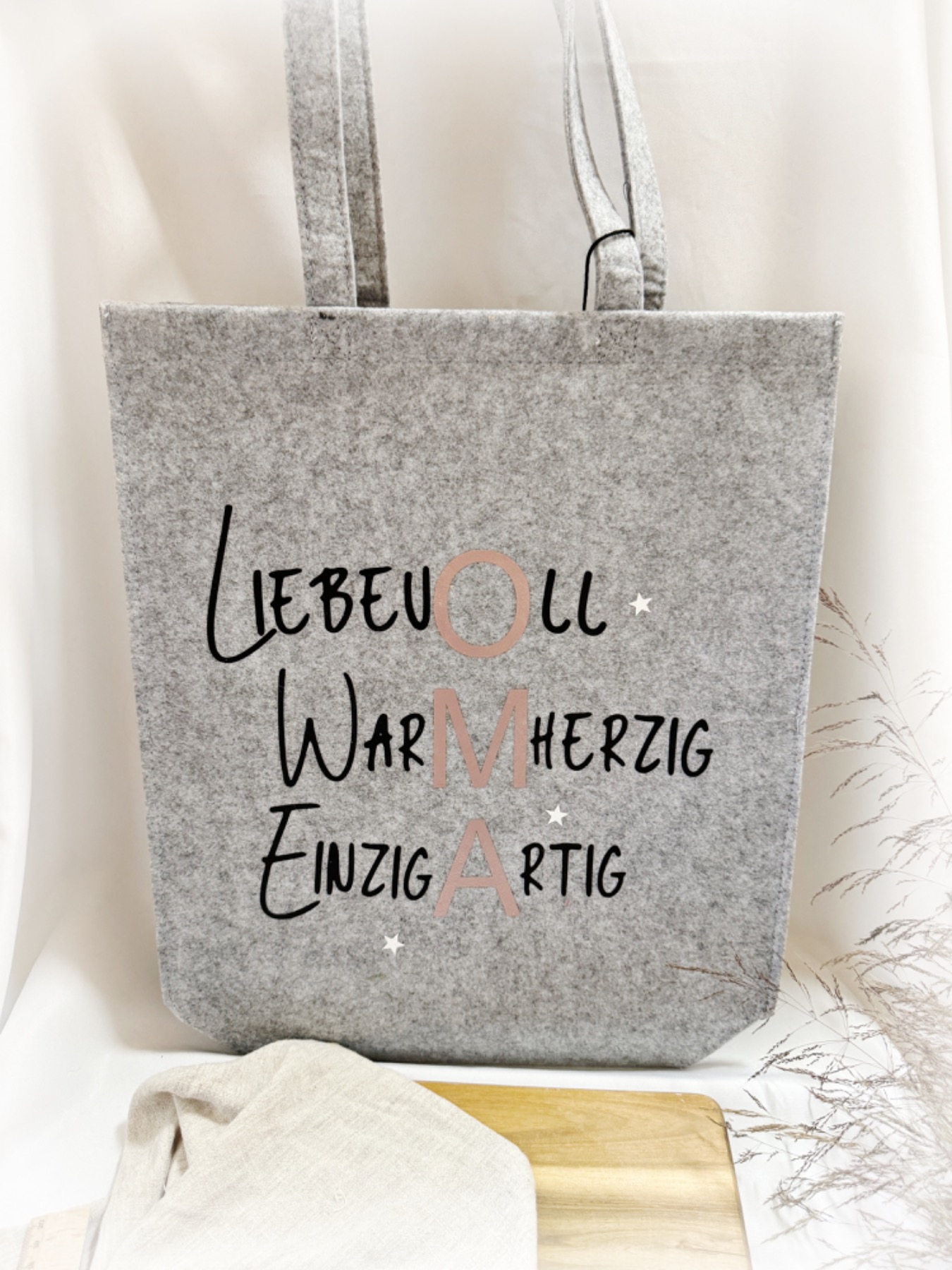 Filz Shopper / Einkaufstasche Oma Spruch