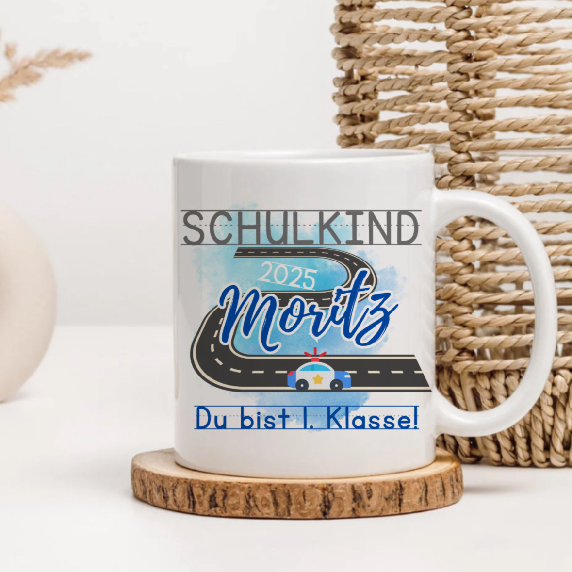 Polizei Tasse mit Name Schulkind 2024