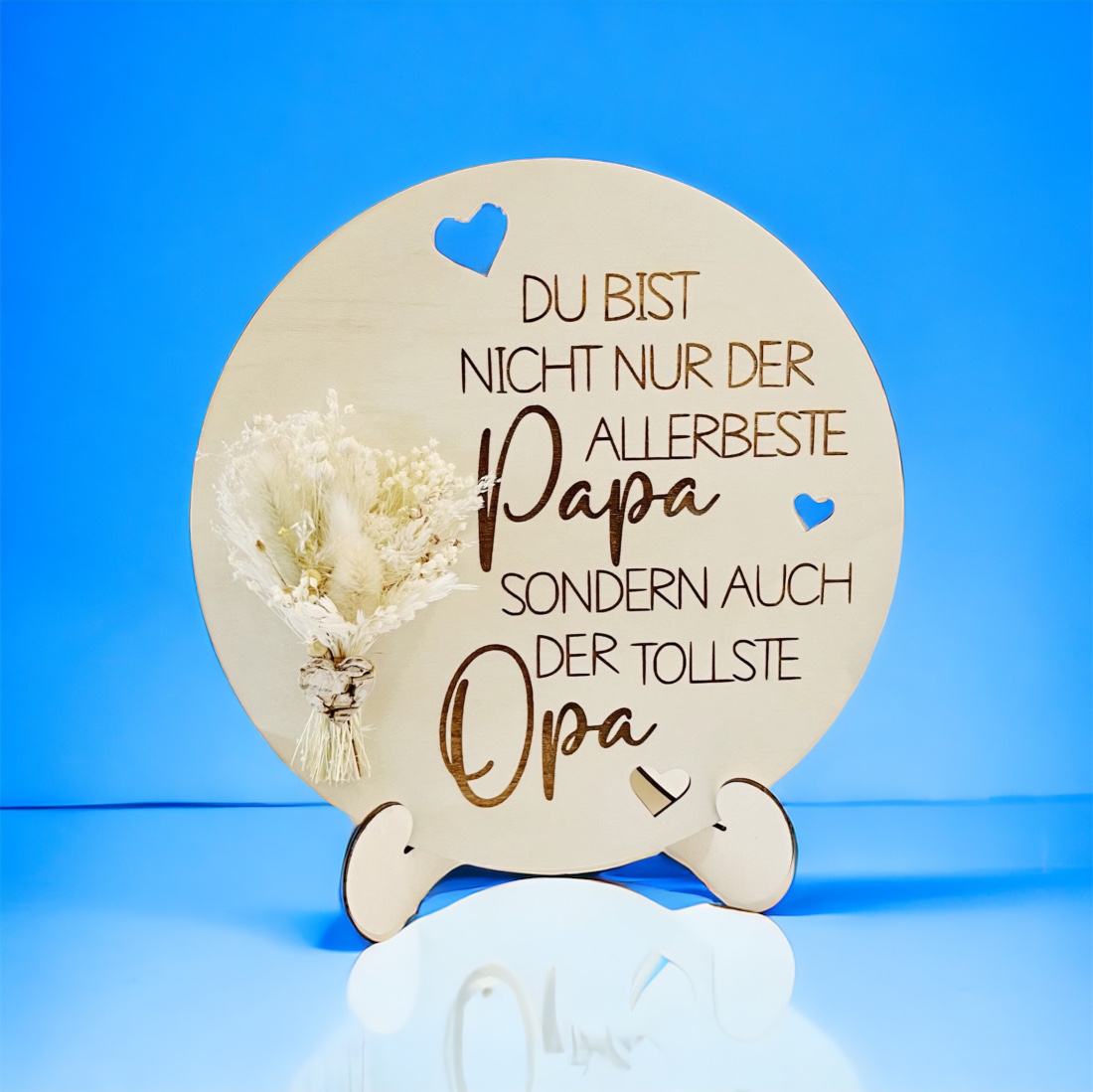 Papa / Opa Geschenk Geburtstag Definition Holzschild Trockenblumen