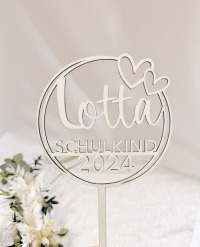 Caketopper Schulkind Schriftzug 2024 mit Name 2